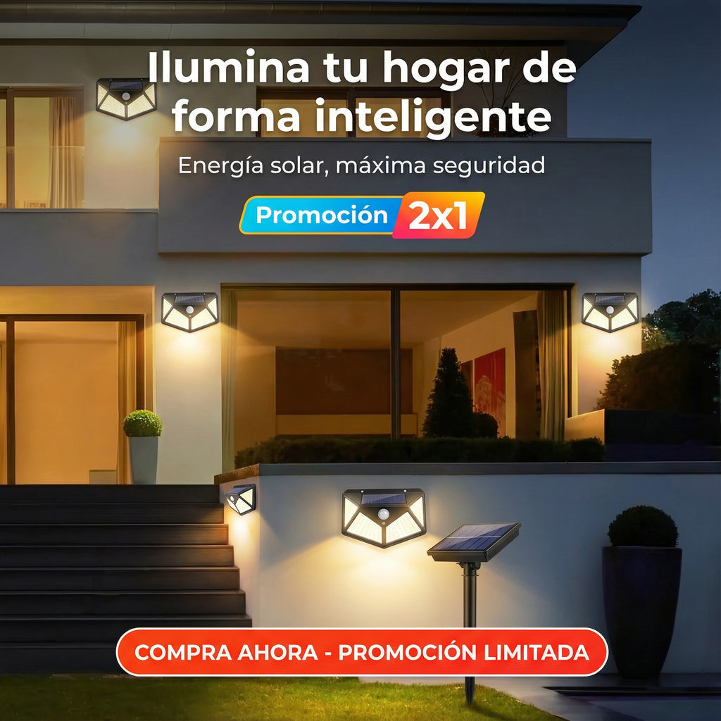 Lámpara LED Solar de Pared x2 – Seguridad, Estilo y Energía Solar 🔐💡